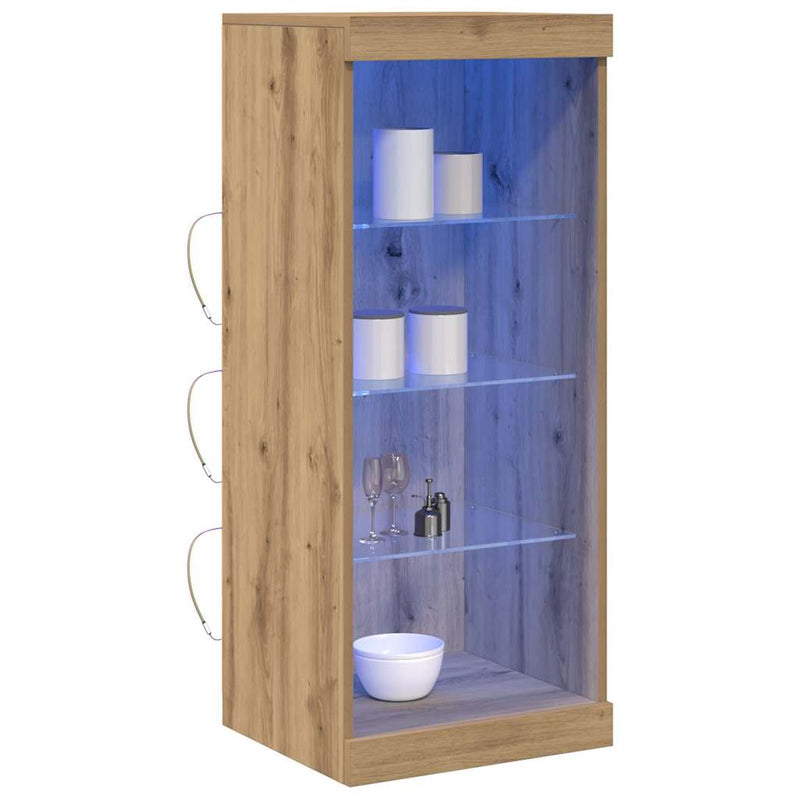 vidaXL Széf LED -es lámpákkal kézműves tölgy 41 x 37 x 100 cm Faanyag