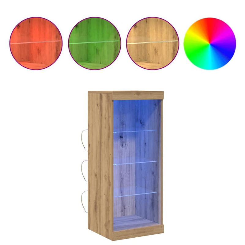 vidaXL Széf LED -es lámpákkal kézműves tölgy 41 x 37 x 100 cm Faanyag