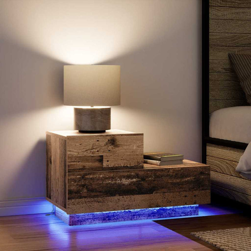 vidaXL Éjjeli Szekrény fiókkal Öreg fa 70 x 36 x 40.5 cm Faanyag