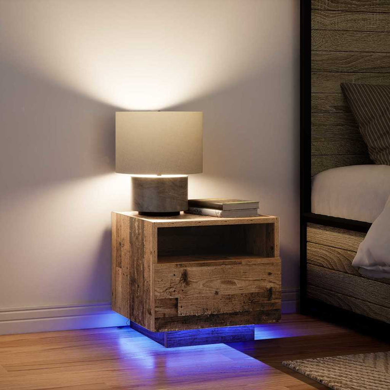 vidaXL Éjjeli szekrény fiókkal 2 pcs Régi fa 40 x 39 x 37 cm Faanyag