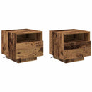 vidaXL Éjjeliszekrény fiókkal 2 pcs Öreg fa 40 x 39 x 37 cm Faanyag