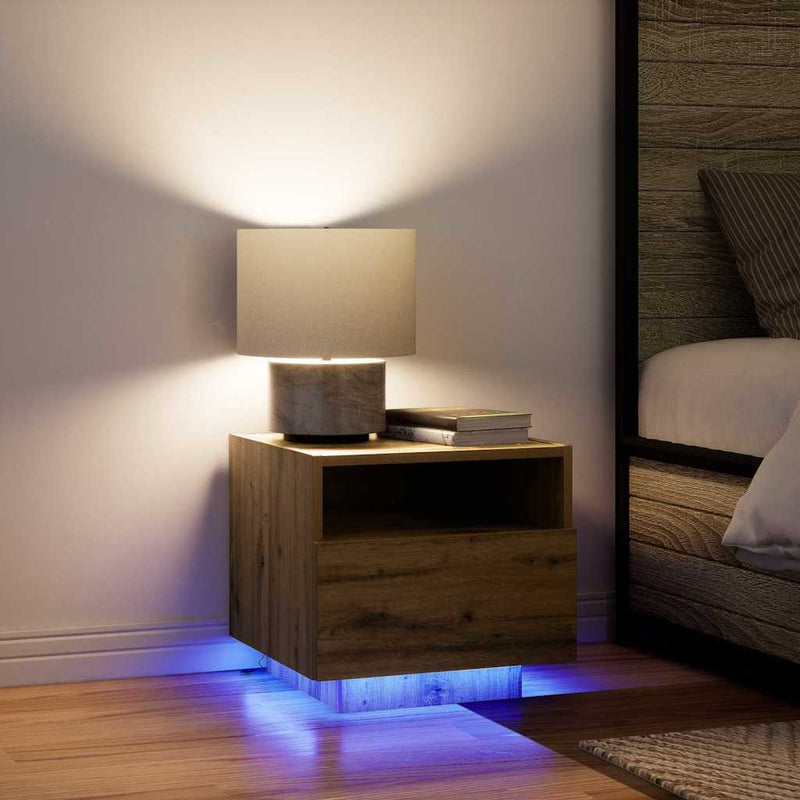 vidaXL Éjjeli szekrény fiókkal kézműves tölgy 40 x 39 x 37 cm Faanyag