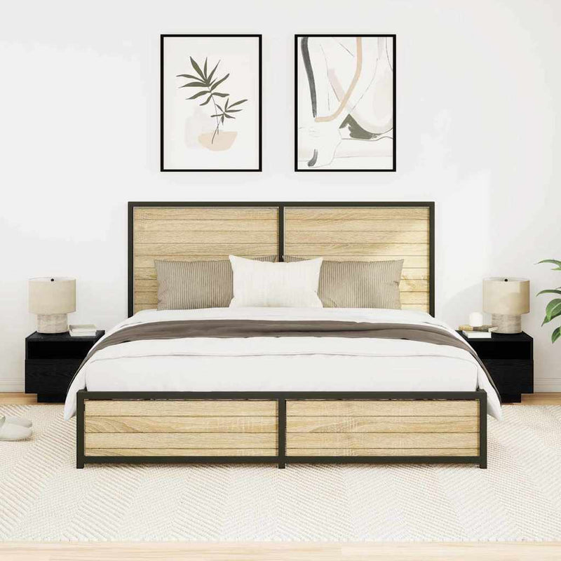 vidaXL Éjjeli szekrény 2 pcs Musta tammi 40 x 39 x 37 cm Faanyag