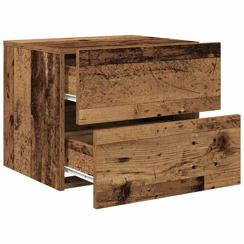 vidaXL Fali éjjeli szekrény 2 pcs Régi fa 50 x 39 x 41 cm Faanyag