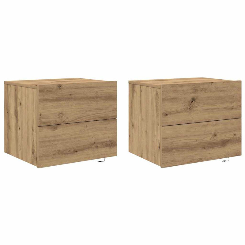 vidaXL Fali éjjeli szekrény 2 pcs kézműves tölgy 50 x 39 x 41 cm