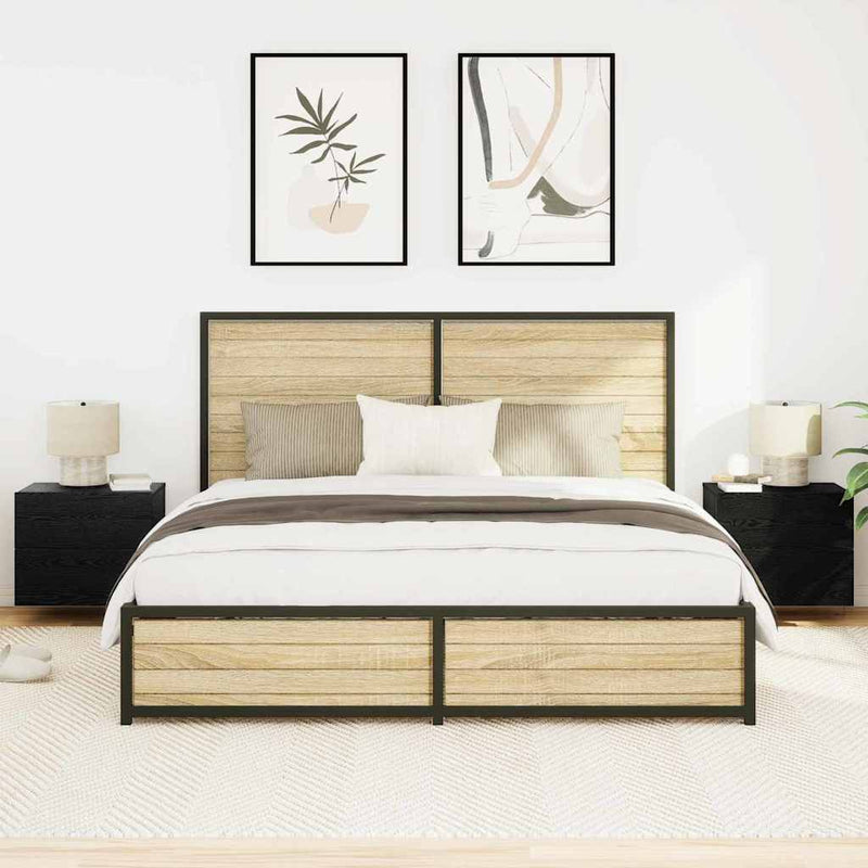 vidaXL Fali éjjeli szekrény 2 pcs Musta tammi 50 x 39 x 41 cm Faanyag