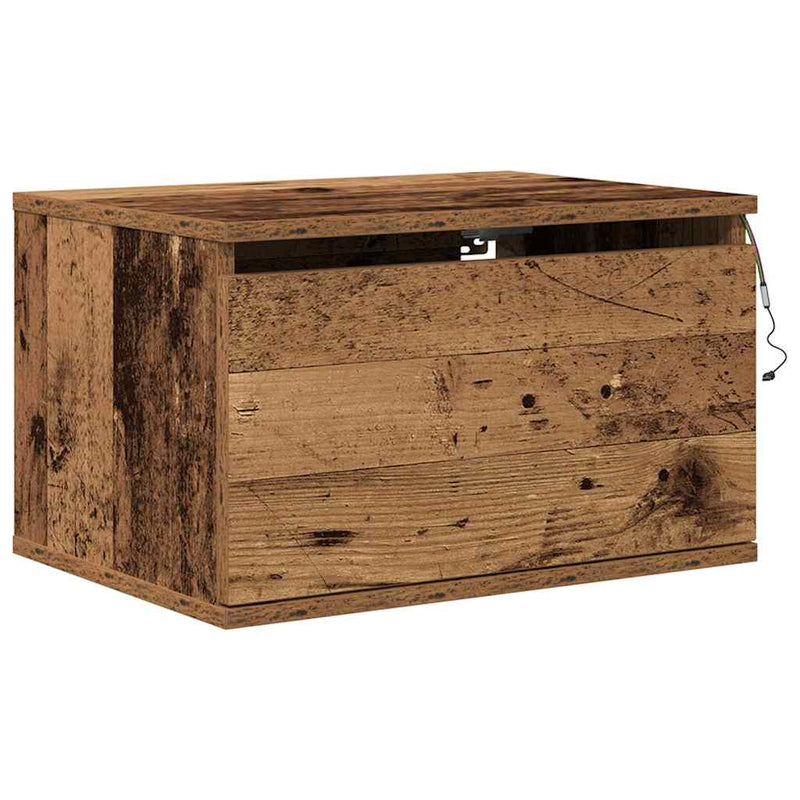 vidaXL Fali éjjeli szekrény fiókkal tartalmaz Öreg fa 50 x 36 x 30 cm