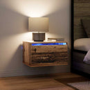 vidaXL Fali éjjeli szekrény fiókkal LED -es lámpákkal 2 pcs Öreg fa