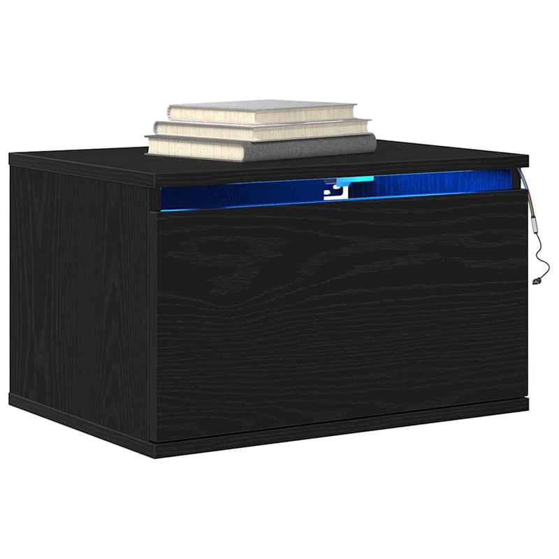 vidaXL Fali éjjeli szekrény fiókkal Fekete tölgy 50 x 36 x 30 cm