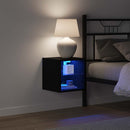 vidaXL LED Fali Éjjeli Szekrény 2 pcs Fekete 30 x 28,5 x 30 cm Faanyag