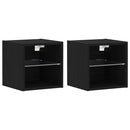 vidaXL LED Fali Éjjeli Szekrény 2 pcs Fekete 30 x 28,5 x 30 cm Faanyag