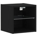 vidaXL LED Fali Éjjeli Szekrény 2 pcs Fekete 30 x 28,5 x 30 cm Faanyag