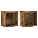 vidaXL Függő polc LED világítással 2 pcs Barna 40 x 28,5 x 40 cm