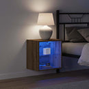 vidaXL Függő polc LED világítással 2 pcs Barna 40 x 28,5 x 40 cm