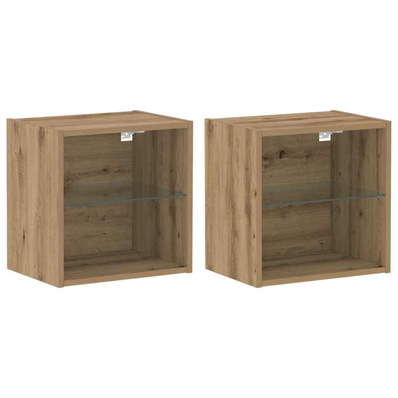 vidaXL Lebegő polc polcokkal 2 pcs Barna 40 x 28.5 x 40 cm Faanyag