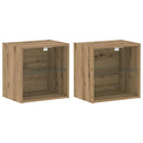 vidaXL Függő polc LED világítással 2 pcs Barna 40 x 28,5 x 40 cm