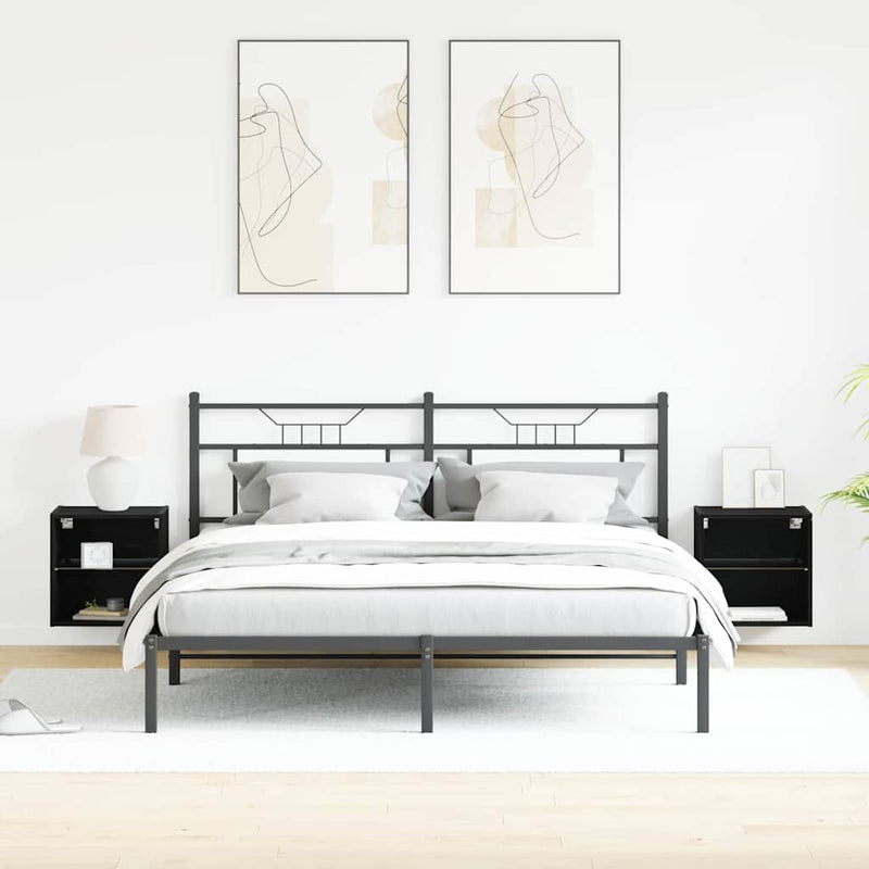 vidaXL Lebegő polc polcokkal 2 pcs Fekete 40 x 28.5 x 40 cm Faanyag