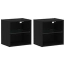 vidaXL Függő polc LED világítással 2 pcs Fekete 40 x 28,5 x 40 cm