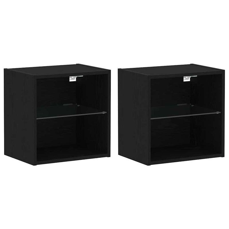 vidaXL Lebegő polc polcokkal 2 pcs Fekete 40 x 28.5 x 40 cm Faanyag