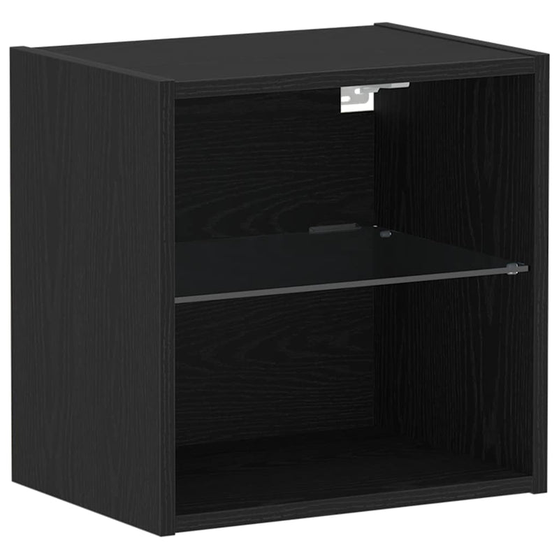 vidaXL Lebegő polc polcokkal 2 pcs Fekete 40 x 28.5 x 40 cm Faanyag