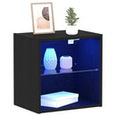 vidaXL Függő polc LED világítással 2 pcs Fekete 40 x 28,5 x 40 cm