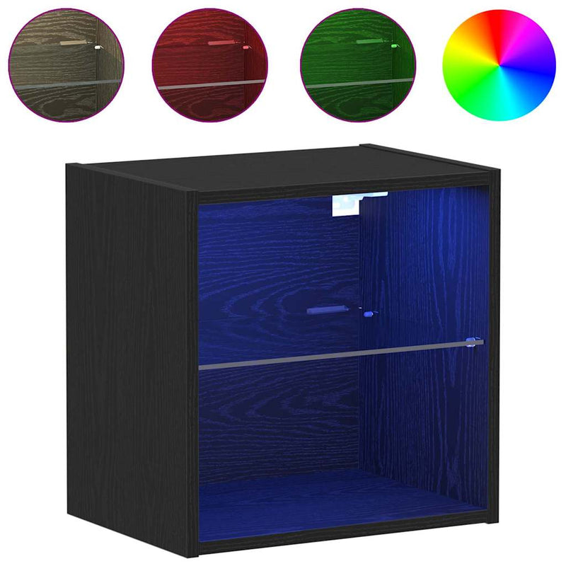 vidaXL Lebegő polc polcokkal 2 pcs Fekete 40 x 28.5 x 40 cm Faanyag