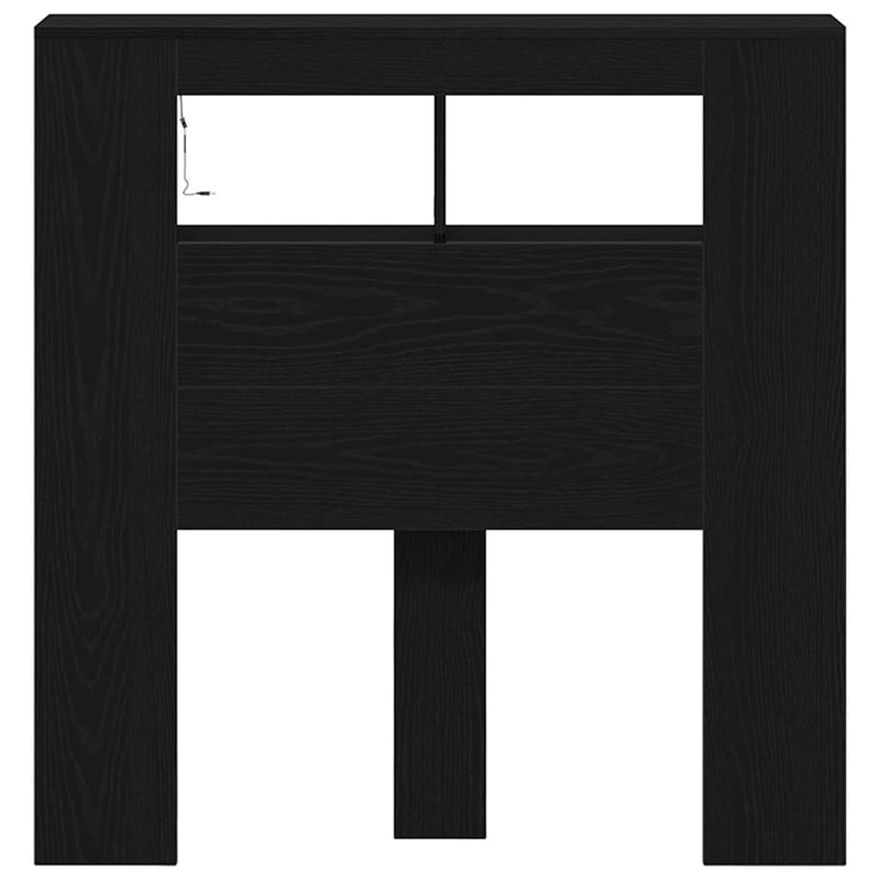 vidaXL LED ágytámla Fekete tölgy 100 x 18,5 x 103,5 cm Faanyag