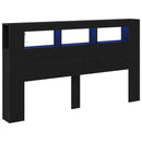 vidaXL LED ágytámla Fekete tölgy 180 x 18,5 x 103,5 cm Faanyag