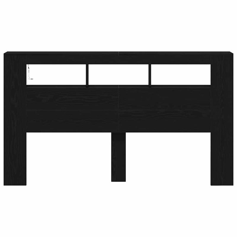 vidaXL LED ágytámla Fekete tölgy 180 x 18,5 x 103,5 cm Faanyag