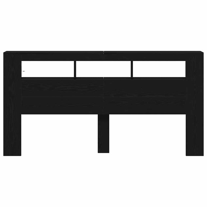 vidaXL LED ágytámla Fekete tölgy 200 x 18,5 x 103,5 cm Faanyag