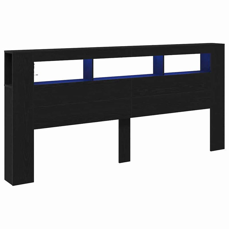 vidaXL LED ágytámla Musta tammi 220 x 18.5 x 103.5 cm Faanyag