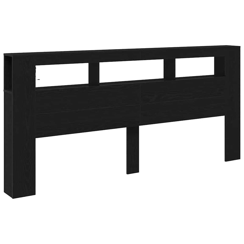 vidaXL LED ágytámla Musta tammi 220 x 18.5 x 103.5 cm Faanyag
