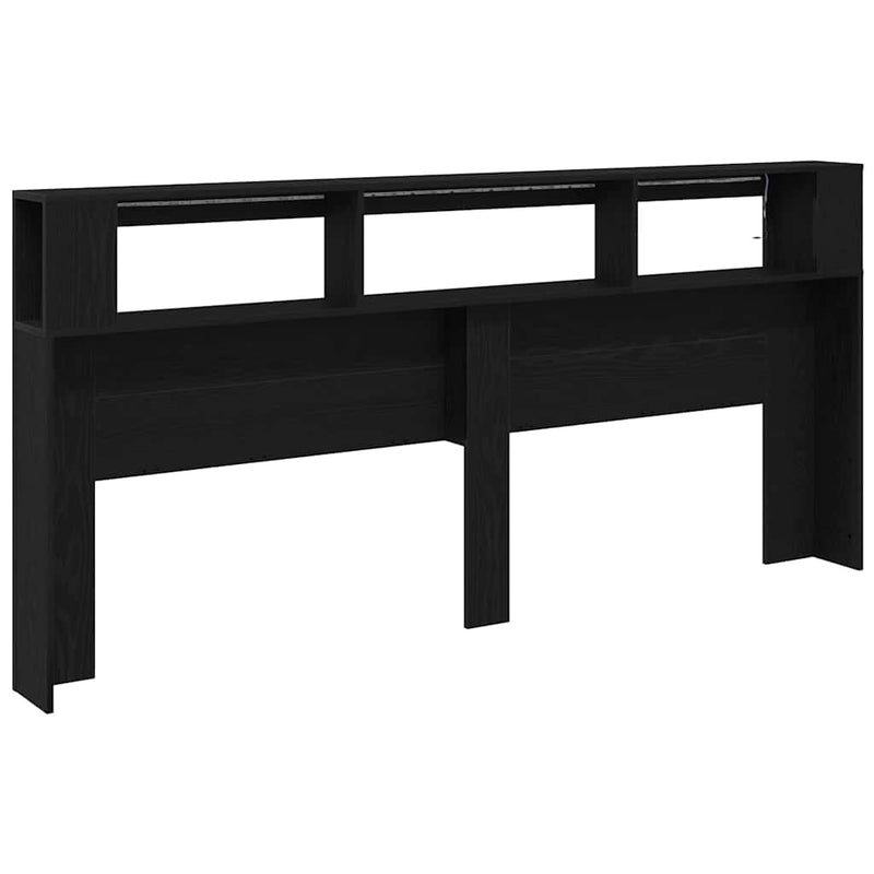 vidaXL LED ágytámla Musta tammi 220 x 18.5 x 103.5 cm Faanyag