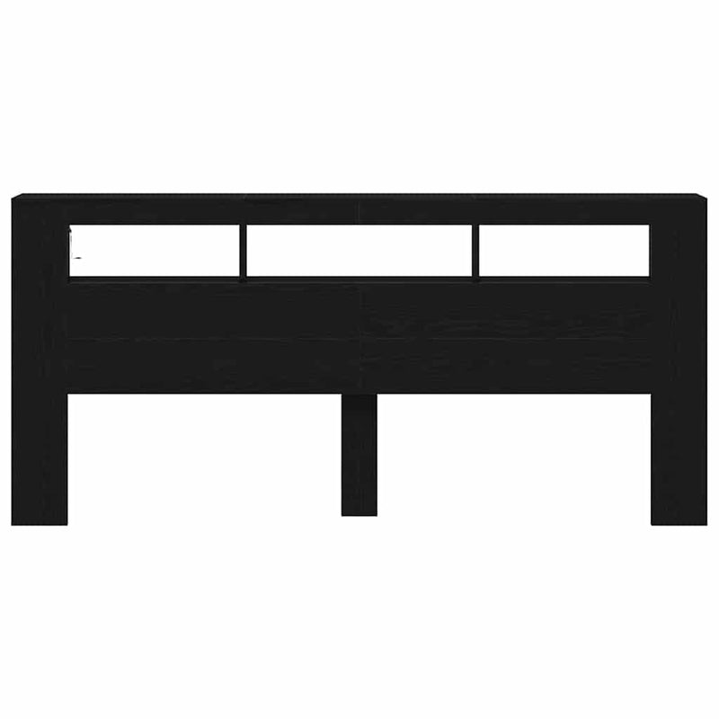 vidaXL LED ágytámla Musta tammi 220 x 18.5 x 103.5 cm Faanyag