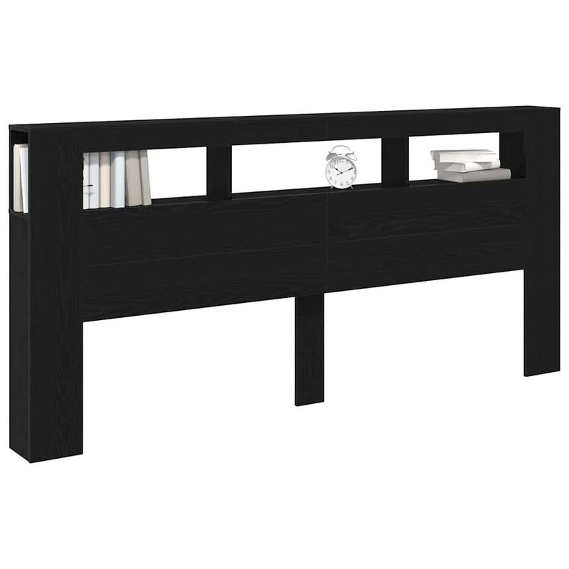 vidaXL LED ágytámla Musta tammi 220 x 18.5 x 103.5 cm Faanyag