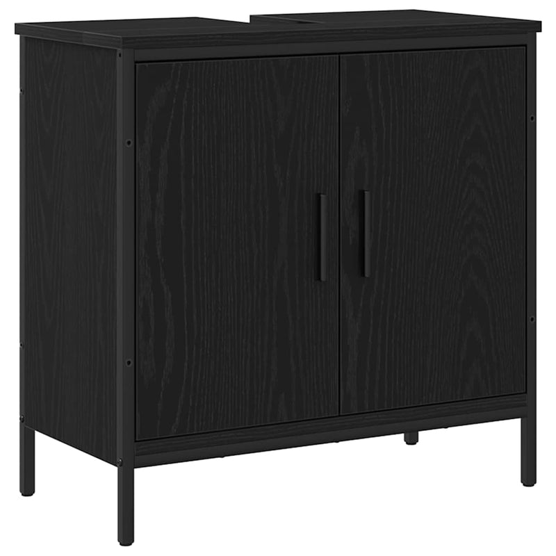vidaXL Fürdőszobai mosdószekrény Musta tammi 60 x 30 x 60 cm Faanyag