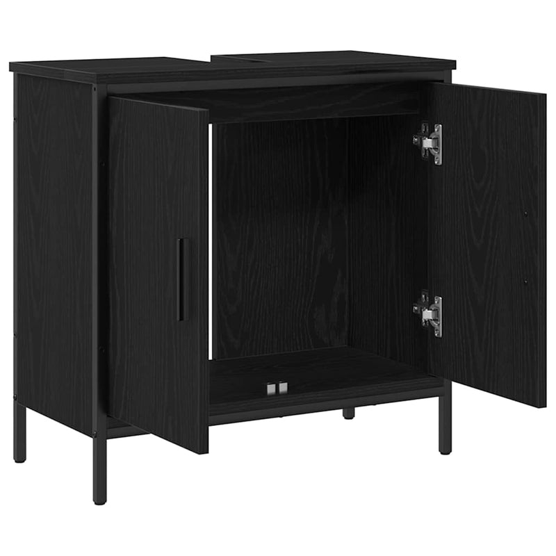 vidaXL Fürdőszobai mosdószekrény Musta tammi 60 x 30 x 60 cm Faanyag