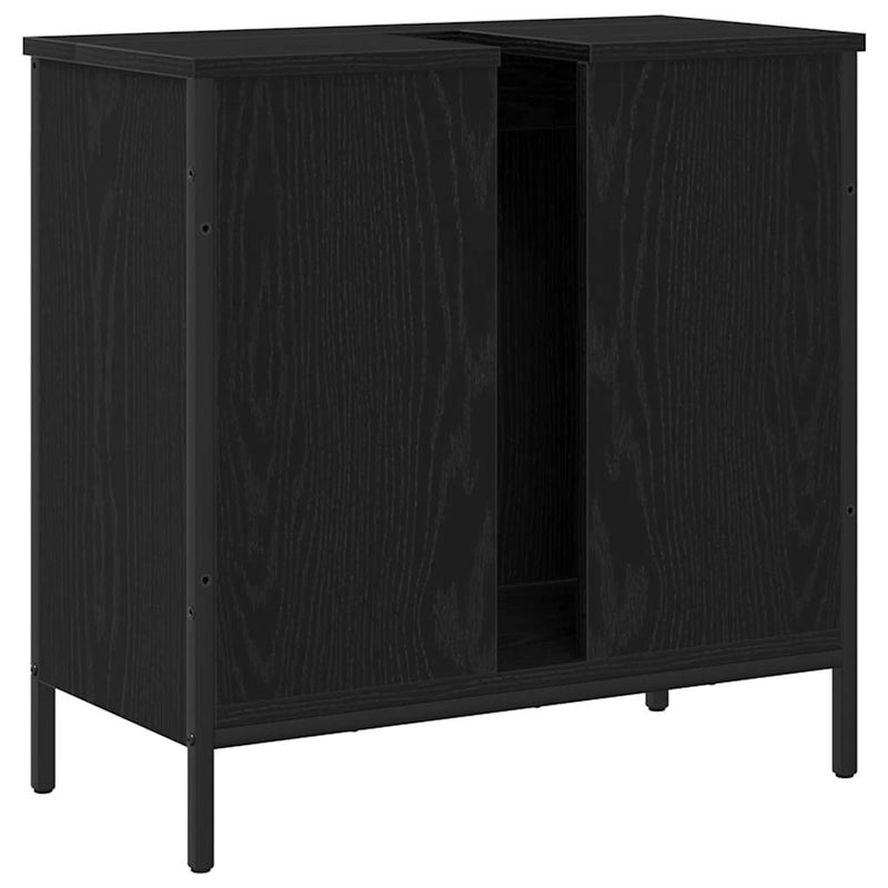 vidaXL Fürdőszobai mosdószekrény Musta tammi 60 x 30 x 60 cm Faanyag