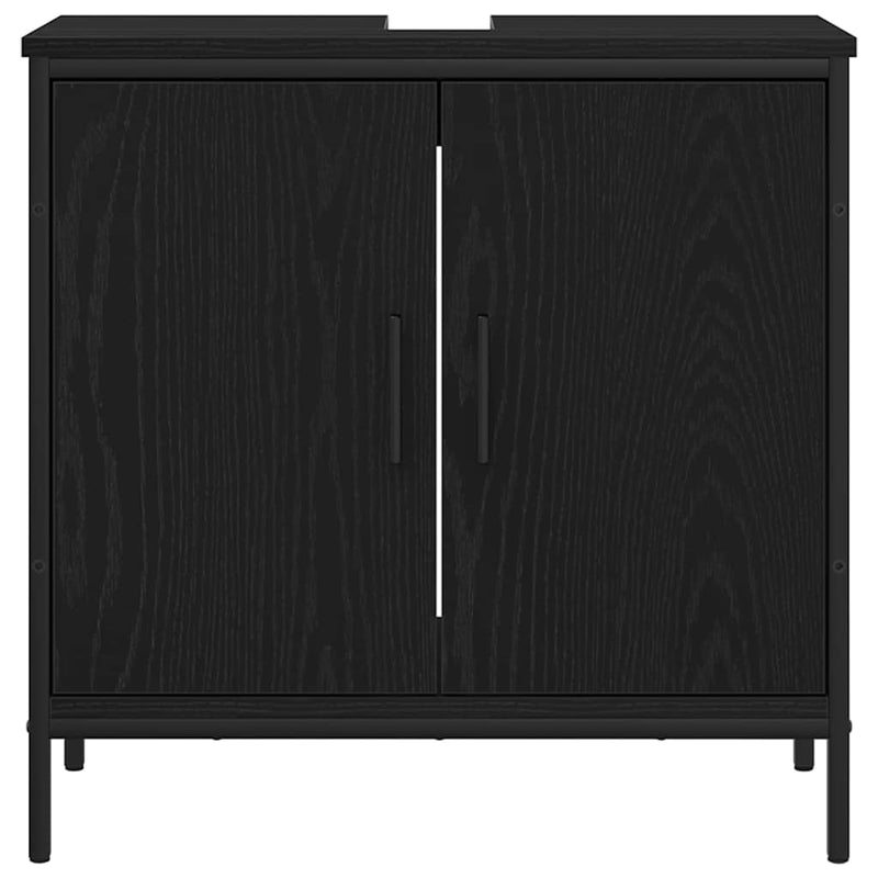 vidaXL Fürdőszobai mosdószekrény Musta tammi 60 x 30 x 60 cm Faanyag