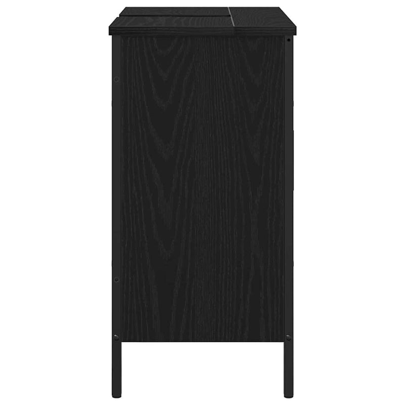 vidaXL Fürdőszobai mosdószekrény Musta tammi 60 x 30 x 60 cm Faanyag