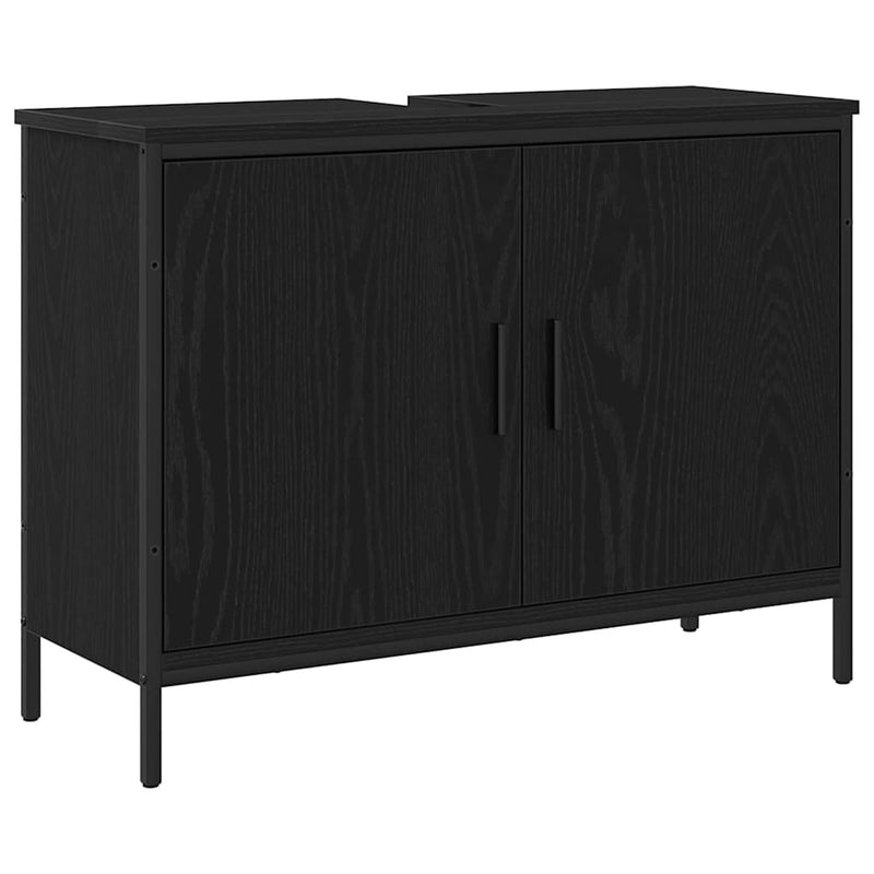 vidaXL Fürdőszobai mosdószekrény Musta tammi 80 x 30 x 60 cm Faanyag