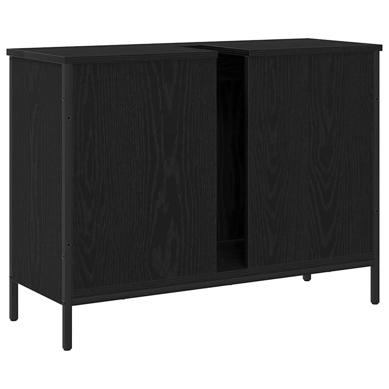 vidaXL Fürdőszobai mosdószekrény Musta tammi 80 x 30 x 60 cm Faanyag