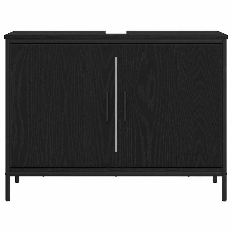 vidaXL Fürdőszobai mosdószekrény Musta tammi 80 x 30 x 60 cm Faanyag