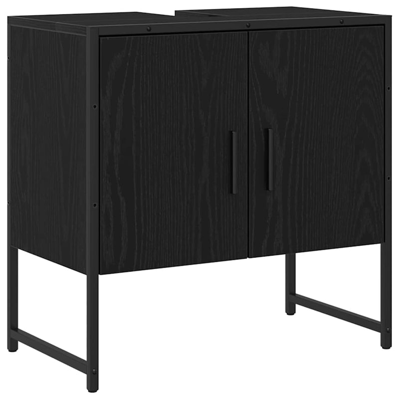 vidaXL Fürdőszobai mosdószekrény Musta tammi 60 x 30 x 60 cm Faanyag