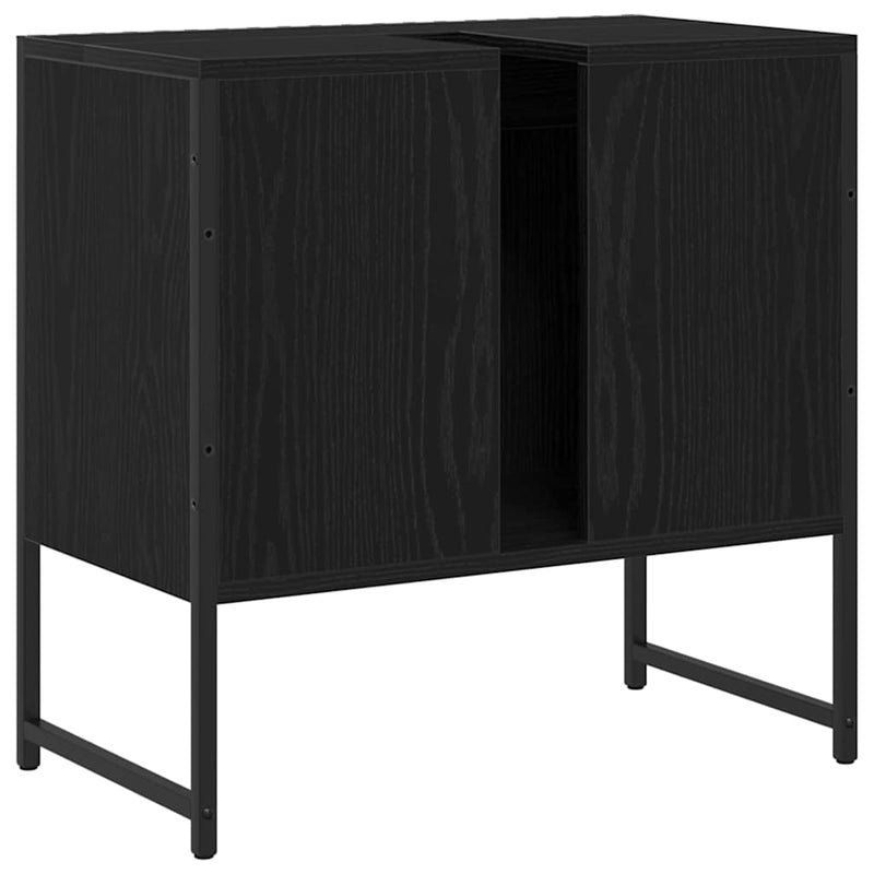 vidaXL Fürdőszobai mosdószekrény Musta tammi 60 x 30 x 60 cm Faanyag