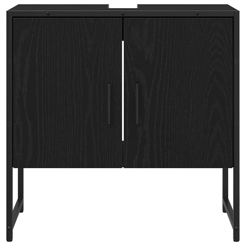 vidaXL Fürdőszobai mosdószekrény Musta tammi 60 x 30 x 60 cm Faanyag
