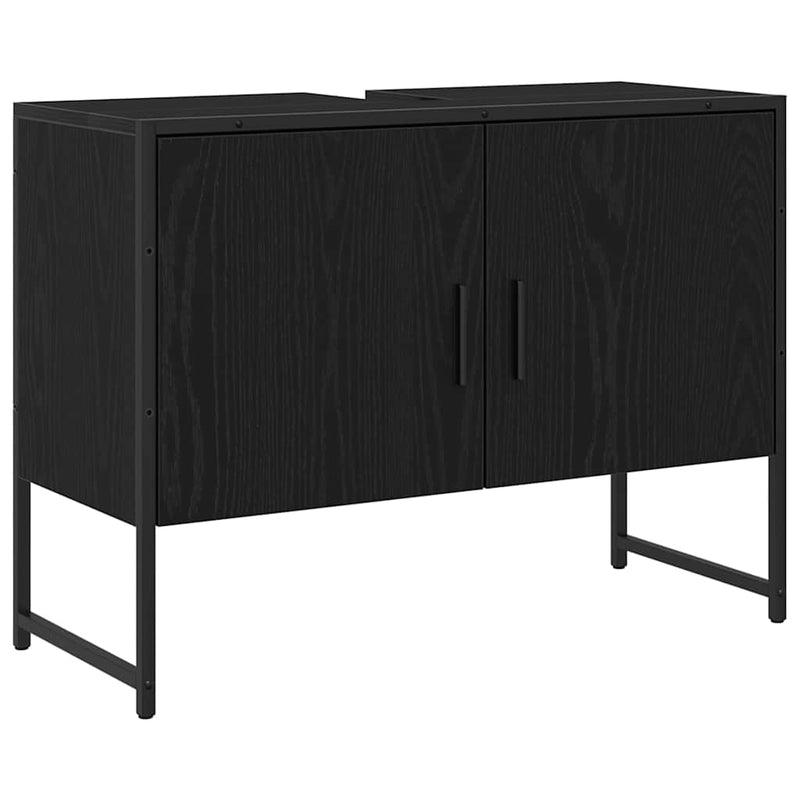 vidaXL Fürdőszobai mosdószekrény Musta tammi 80 x 30 x 60 cm Faanyag