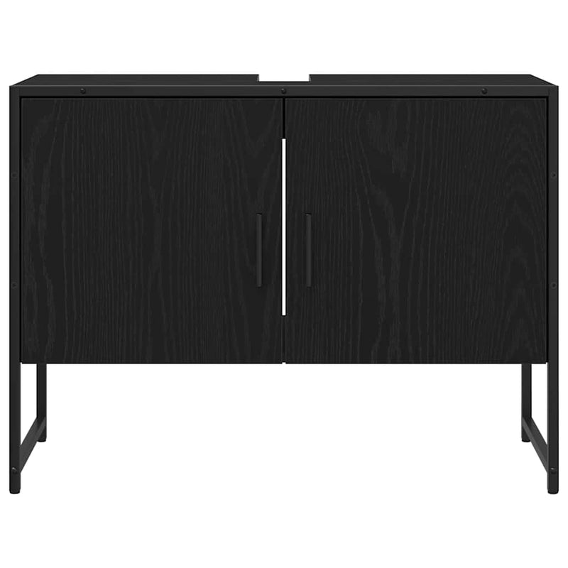 vidaXL Fürdőszobai mosdószekrény Musta tammi 80 x 30 x 60 cm Faanyag