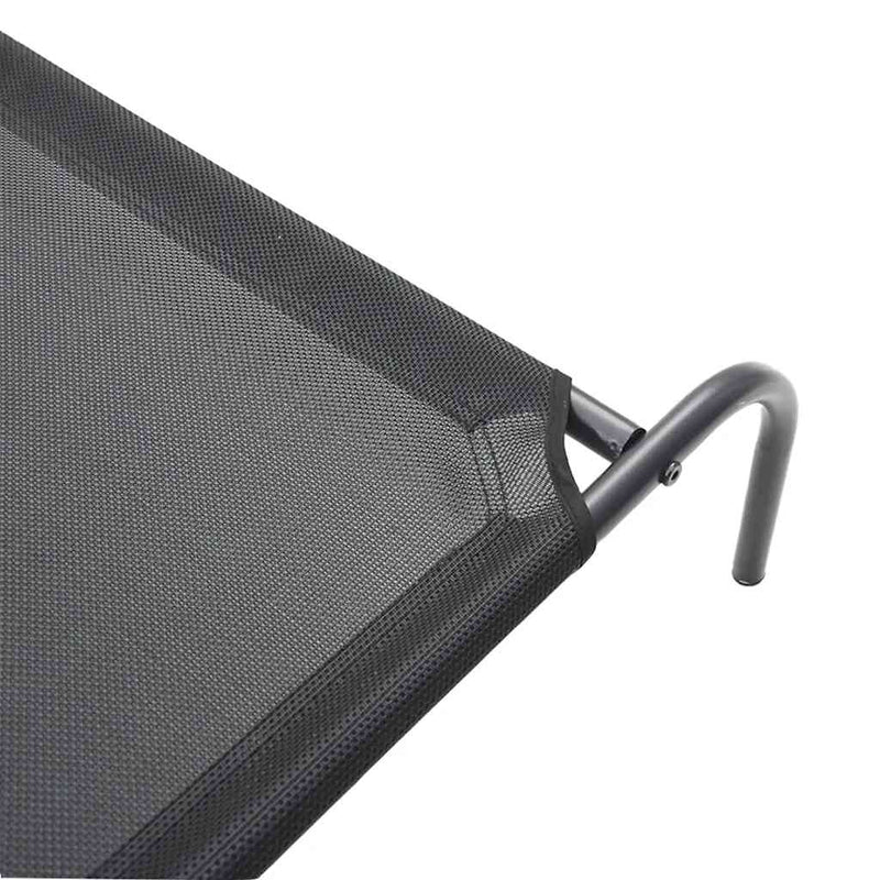 vidaXL fekete textilén és acél emelt kutyaágy 150x90x20 cm