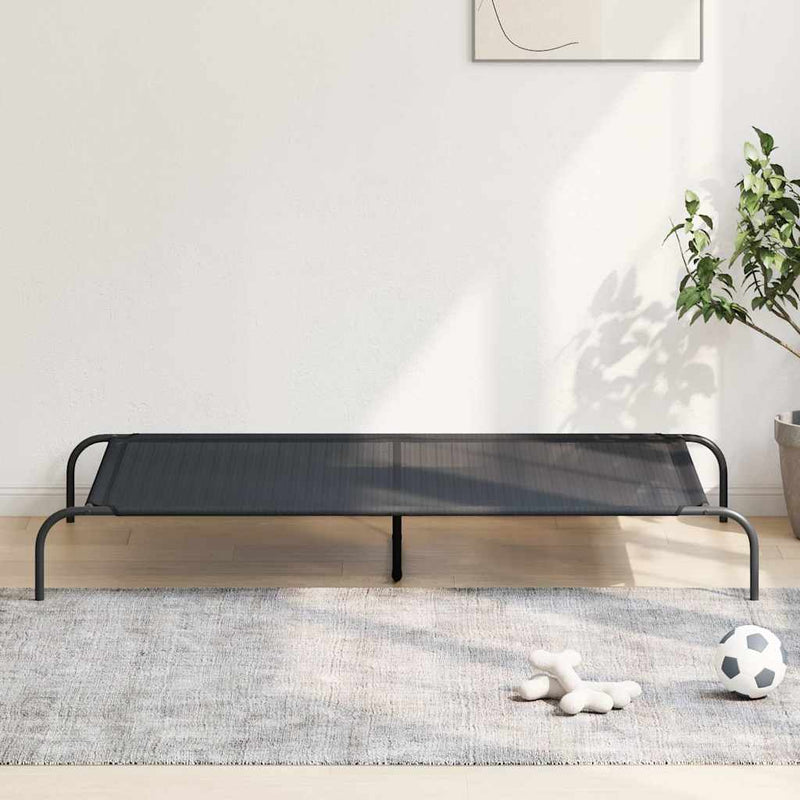 vidaXL fekete textilén és acél emelt kutyaágy 150x90x20 cm